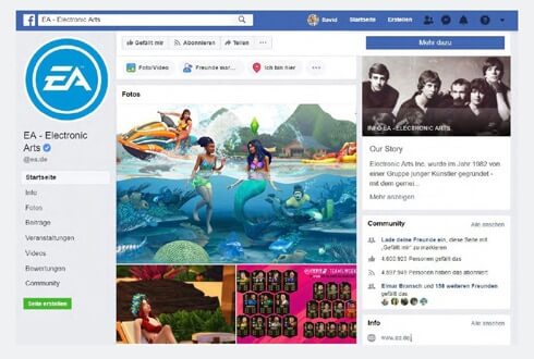Screenshot Facebook Profil EA Detuschland