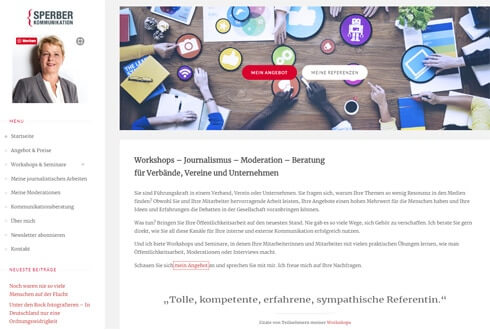 Screenshot der Website Sperberkommunikation.de