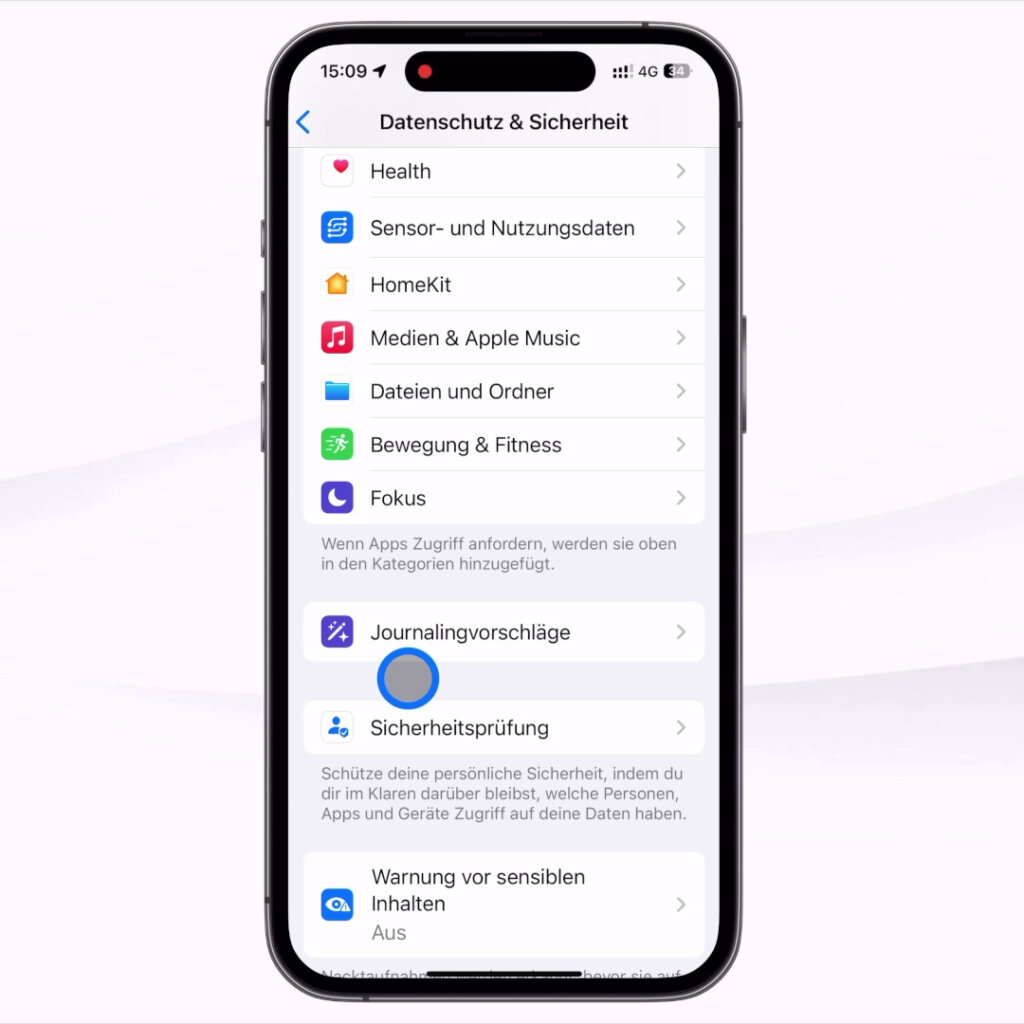 Journal-App für iPhone: Einstellungen-Journalingvorschlaege-aufrufen